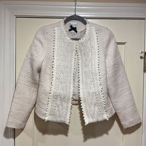 NWOT Edward Achour Elegant Cream Textured Women's Jacket, Size FR 38 = M